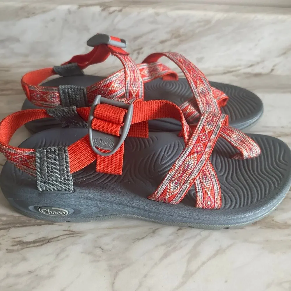 Chaco Z Cloud 2 Orange Gray Strappy Sporty Comfort Sandals Size 7
